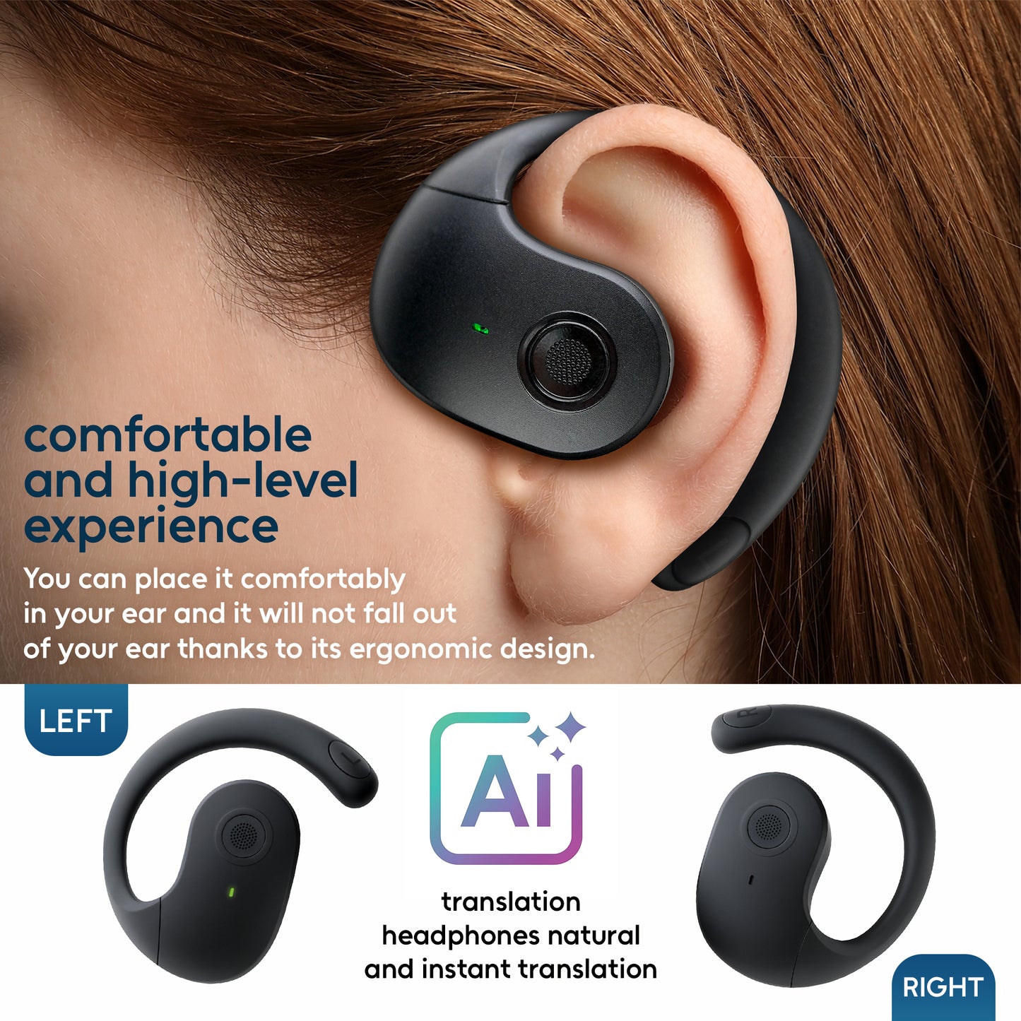 AI Translation Earbuds Real Time - 144 Language Translator with App